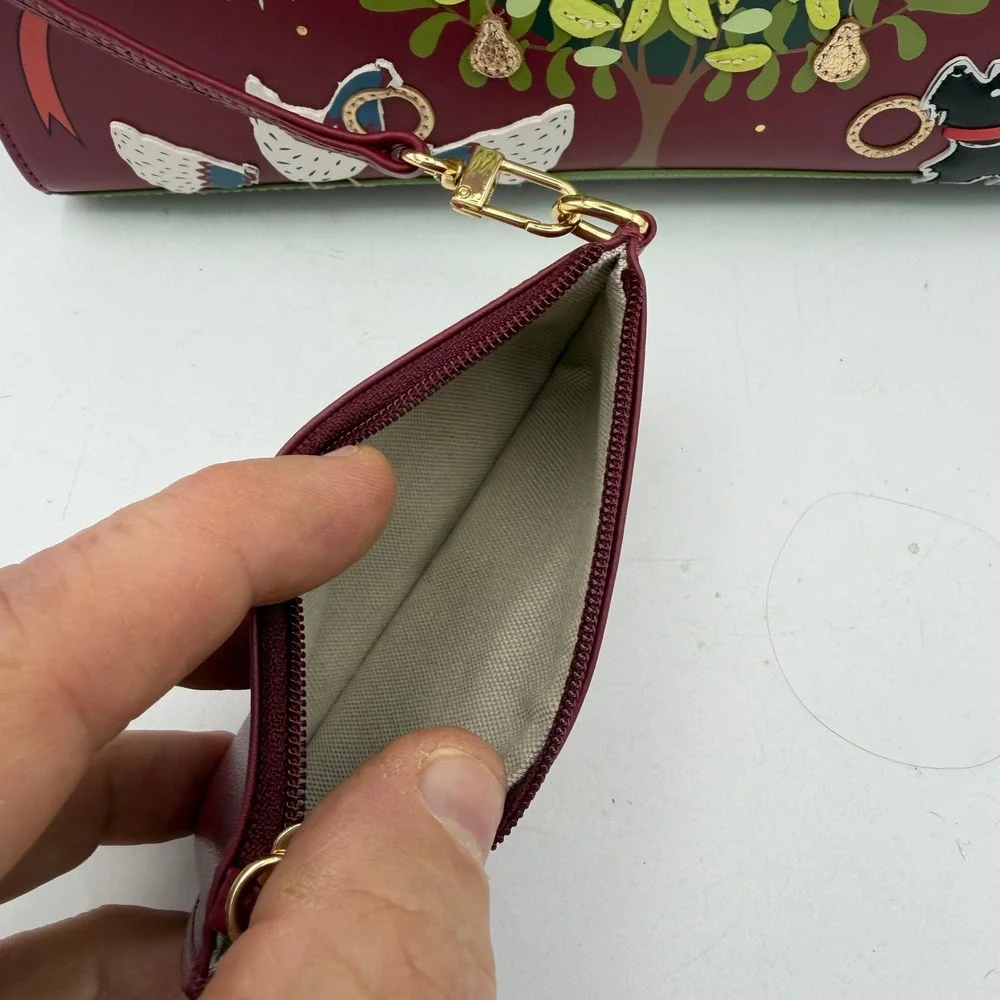 NWOT Radley London Satchel Women Burgundy 12 Days of Christmas Partridge Bag
